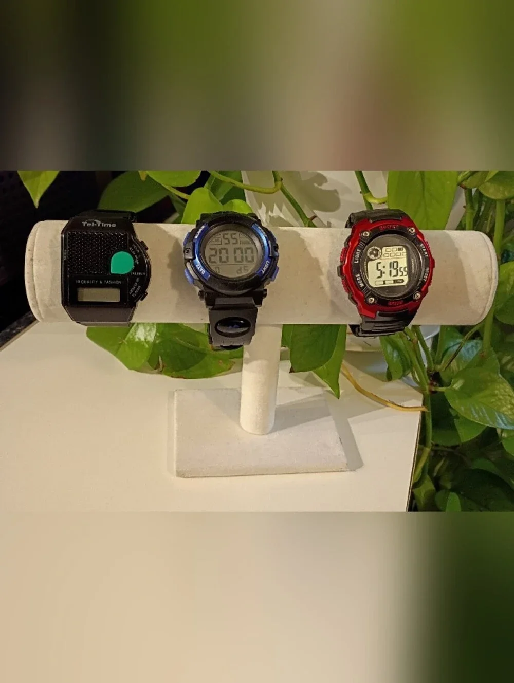 Three Black Digital Sport Watches with Blue Accents 6 Pcs